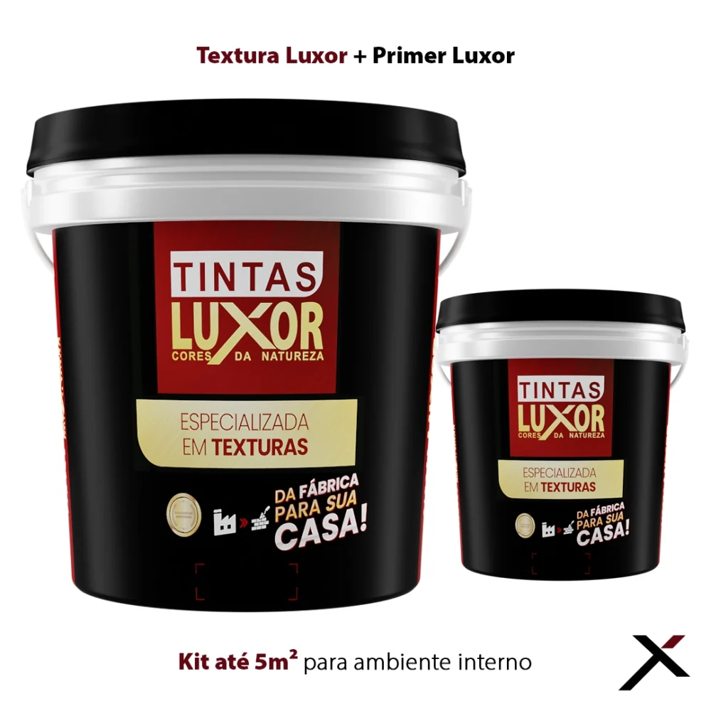 Kit até 5m² para ambiente interno Textura Luxor + Primer Luxor