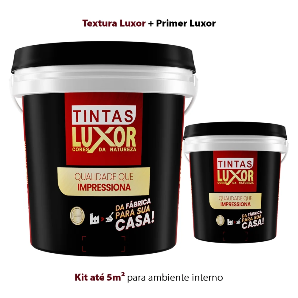 Kit até 5m² para ambiente interno Textura Luxor + Primer Luxor