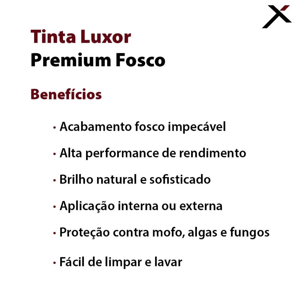 Tinta Luxor Premium Fosco - Benefícios